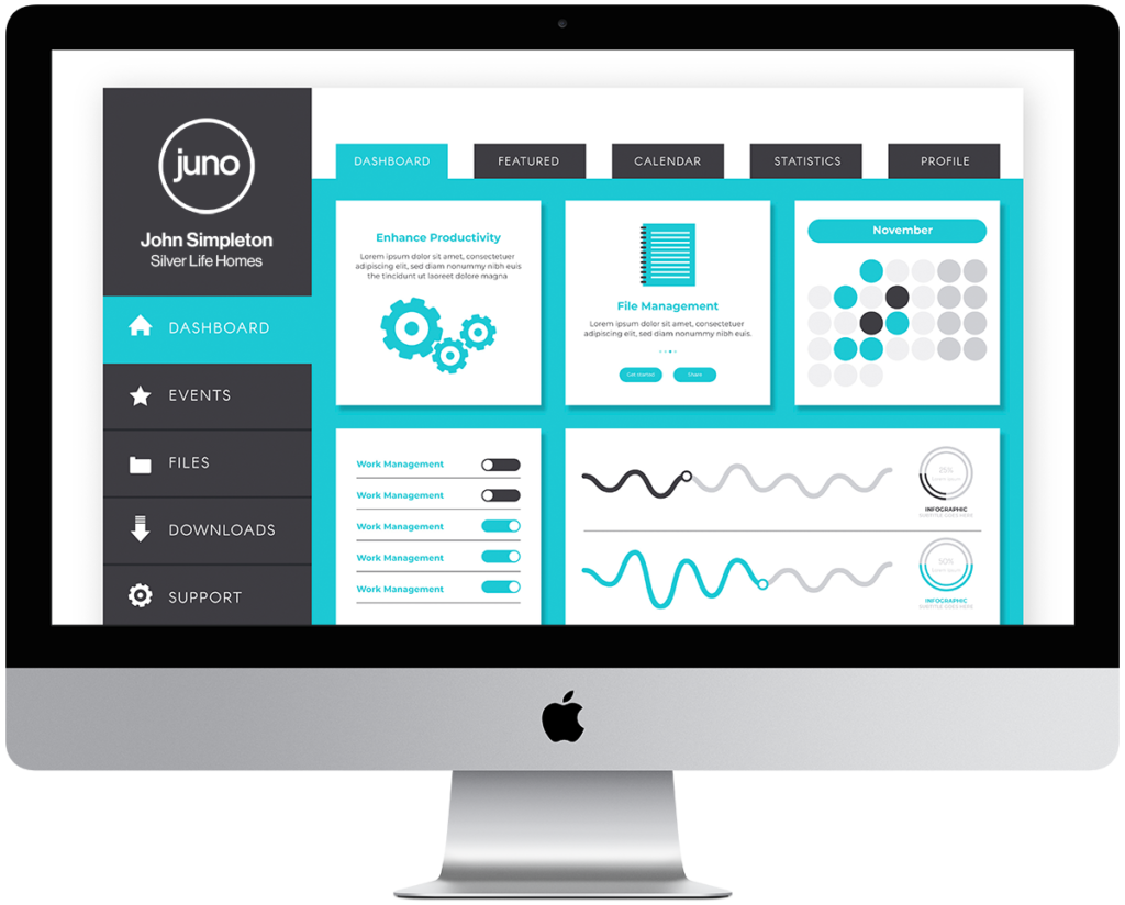 Example Dashboard Juno Life Technology Platform.
